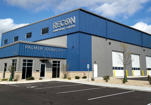 The new Palmer Johnson Power Systems “RECON” facility in Sun Prairie, Wisconsin, is located across the street from the company’s headquarters. 